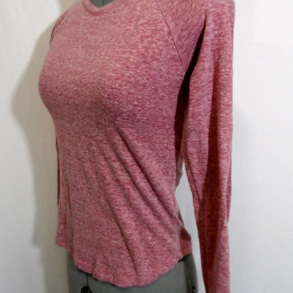 STAR RIDE Heathered Sporty T-shirt Jr. L Pale Red Scoop neck Round hem top LS - Picture 2 of 6